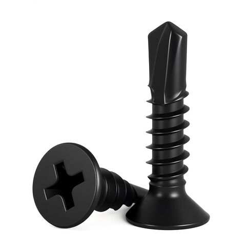#12 x 1 (50 Pack) Flat Head Phillips Drive Sheet Metal Screws, Black Oxide 410 Stainless Steel Self Drilling Screws,Countersun Head Fast Self-Tapping Screws for Metal, Plastic, Wood in Saudi Arabia