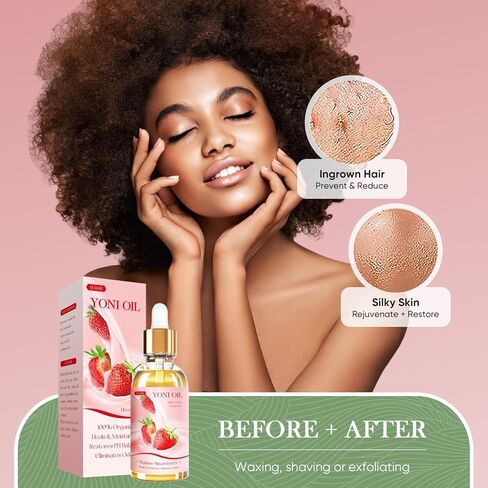 زيت اليوني العضوي من باسي قطعتين مرطب مهبلي - توازن درجة الحموضة للنساء - مزيل العرق الأنثوي - يزيل الرائحة مع زيت الفراولة العطري، زيت اليوني الطبيعي بالكامل (الفراولة) in Kuwait