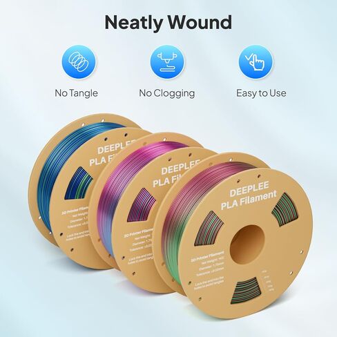 DEEPLEE Galaxy PLA خيوط طابعة ثلاثية الأبعاد 1.75 مم 1 كجم، لامع أسود لامع PLA، دقة الأبعاد +/-0.02 مم، خيوط طباعة ثلاثية الأبعاد لامعة وملونة in Kuwait