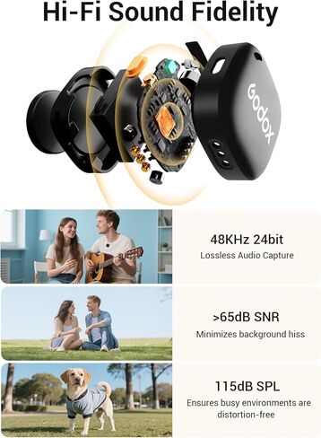 GODOX C01 KIT2 ميكروفون لاسلكي، 48 كيلو هرتز / 24 بت ميكروفون Lavalier احترافي 60 وات شحن سريع ميكروفونات صغيرة 7 جرام خفيفة للغاية، 54 ساعة، تقليل الضوضاء، زمن وصول منخفض 200 متر (2TX+1RX+USB-C+حقيبة شحن) in Saudi Arabia