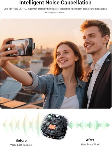 GODOX C01 KIT2 ميكروفون لاسلكي، 48 كيلو هرتز / 24 بت ميكروفون Lavalier احترافي 60 وات شحن سريع ميكروفونات صغيرة 7 جرام خفيفة للغاية، 54 ساعة، تقليل الضوضاء، زمن وصول منخفض 200 متر (2TX+1RX+USB-C+حقيبة شحن) in Saudi Arabia