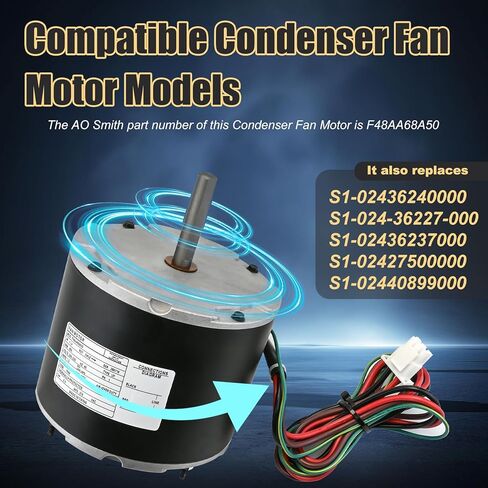 استبدال محرك مروحة المكثف F48AA68A50 لـ York، Coleman، Luxaire، Genteq، A.O. سميث THGF36S41S3A THGF60S41S3A F48M27A50 إلخ، 1/4 حصان، 850 دورة في الدقيقة، 208-230 فولت، ضمان لمدة عام in Kuwait