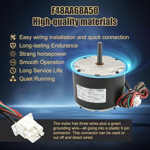 استبدال محرك مروحة المكثف F48AA68A50 لـ York، Coleman، Luxaire، Genteq، A.O. سميث THGF36S41S3A THGF60S41S3A F48M27A50 إلخ، 1/4 حصان، 850 دورة في الدقيقة، 208-230 فولت، ضمان لمدة عام in Kuwait