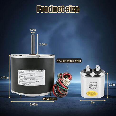 استبدال محرك مروحة المكثف F48AA68A50 لـ York، Coleman، Luxaire، Genteq، A.O. سميث THGF36S41S3A THGF60S41S3A F48M27A50 إلخ، 1/4 حصان، 850 دورة في الدقيقة، 208-230 فولت، ضمان لمدة عام in Kuwait