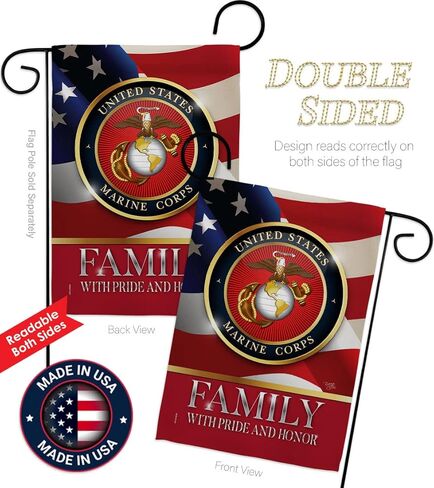 US Marine Family Honor Garden Flag - Armed Forces Corps USMC Semper Fi United State American Military Veteran Retire Official - House Banner Small Yard Gift Double-Sided Made in USA 13 X 18.5 in Kuwait
