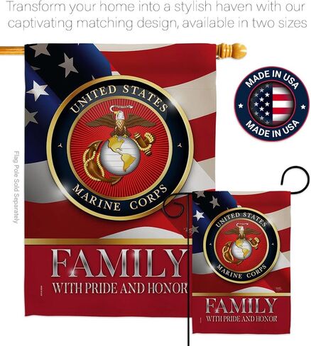 US Marine Family Honor Garden Flag - Armed Forces Corps USMC Semper Fi United State American Military Veteran Retire Official - House Banner Small Yard Gift Double-Sided Made in USA 13 X 18.5 in Kuwait