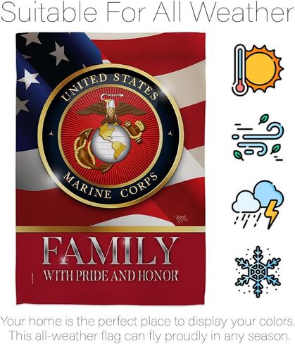 US Marine Family Honor Garden Flag - Armed Forces Corps USMC Semper Fi United State American Military Veteran Retire Official - House Banner Small Yard Gift Double-Sided Made in USA 13 X 18.5 in Kuwait