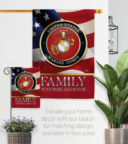 US Marine Family Honor Garden Flag - Armed Forces Corps USMC Semper Fi United State American Military Veteran Retire Official - House Banner Small Yard Gift Double-Sided Made in USA 13 X 18.5 in Kuwait
