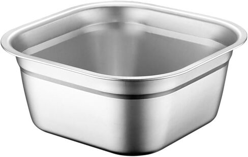 10.6" Square Stainless Steel Dish Pan for Sink - Large Washing Up Bowl and Vegetable Basin - Deep Sink Pan for Kitchen Soaking, Baby Bottles & Pet Feeding (27cm Silver) in Saudi Arabia