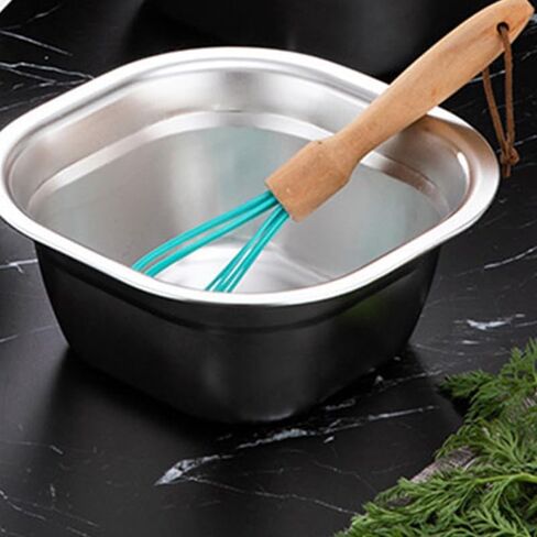 10.6" Square Stainless Steel Dish Pan for Sink - Large Washing Up Bowl and Vegetable Basin - Deep Sink Pan for Kitchen Soaking, Baby Bottles & Pet Feeding (27cm Silver) in Saudi Arabia