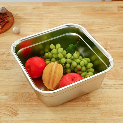 10.6" Square Stainless Steel Dish Pan for Sink - Large Washing Up Bowl and Vegetable Basin - Deep Sink Pan for Kitchen Soaking, Baby Bottles & Pet Feeding (27cm Silver) in Saudi Arabia