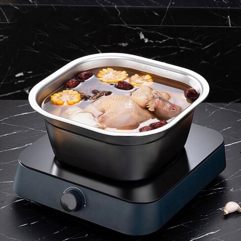 10.6" Square Stainless Steel Dish Pan for Sink - Large Washing Up Bowl and Vegetable Basin - Deep Sink Pan for Kitchen Soaking, Baby Bottles & Pet Feeding (27cm Silver) in Saudi Arabia