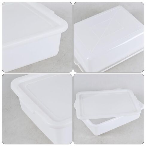 حوض حافلة تجاري من البلاستيك للمطاعم سعة 13 لتر من كيدريم، صندوق حافلة أبيض مع غطاء، 3 عبوات in Kuwait