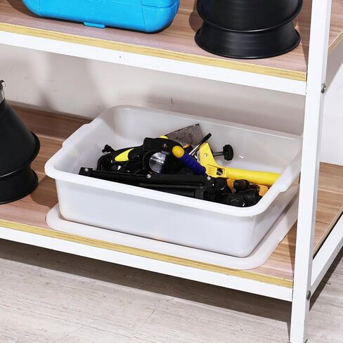 حوض حافلة تجاري من البلاستيك للمطاعم سعة 13 لتر من كيدريم، صندوق حافلة أبيض مع غطاء، 3 عبوات in Kuwait