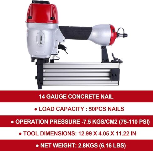 BHTOP Concrete Nail Gun, 14 Gauge 5/48 Inch to 2-1/2 Inch Concrete T Nailer，Pneumatic Concrete Nailer for Cabinet, Concrete, Furniture Air Powered in Saudi Arabia