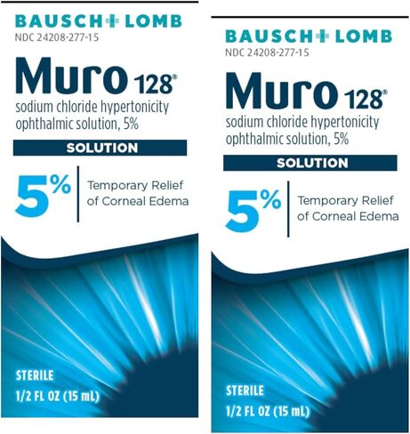 محلول مورو 128 - محلول العيون لفرط التوتر من كلوريد الصوديوم 5%، تخفيف مؤقت لوذمة القرنية، 0.5 أونصة سائلة (15 مل) (عبوة من قطعتين) in Kuwait