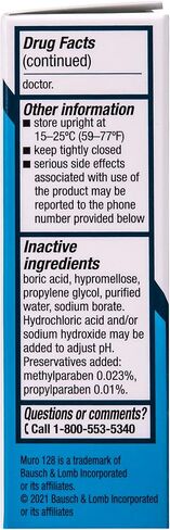 محلول مورو 128 - محلول العيون لفرط التوتر من كلوريد الصوديوم 5%، تخفيف مؤقت لوذمة القرنية، 0.5 أونصة سائلة (15 مل) (عبوة من قطعتين) in Kuwait