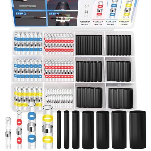 206PCS Heat Shrink Solder Seal Wire Connectors Kit -120 Waterproof Butt Connectors & 86 3:1 Heat Shrink Tubing, Marine-Grade Insulated Electrical Wire Terminals for Automotive, Boat, Truck in Kuwait