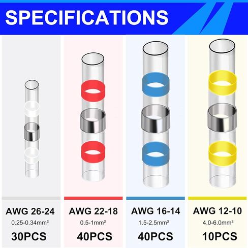 206PCS Heat Shrink Solder Seal Wire Connectors Kit -120 Waterproof Butt Connectors & 86 3:1 Heat Shrink Tubing, Marine-Grade Insulated Electrical Wire Terminals for Automotive, Boat, Truck in Kuwait