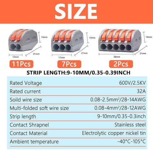 20 PCS Lever Wire Electrical Connectors Nuts Assortment Kit with 28-12 AWG, Multiple Stud2/3/5 Conductor Combination Compact,Quick Disconnect Splicing,Electrical Insulated Terminals in Kuwait