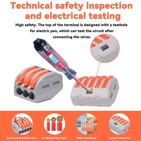 20 PCS Lever Wire Electrical Connectors Nuts Assortment Kit with 28-12 AWG, Multiple Stud2/3/5 Conductor Combination Compact,Quick Disconnect Splicing,Electrical Insulated Terminals in Kuwait