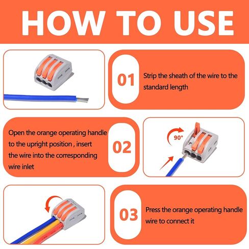20 PCS Lever Wire Electrical Connectors Nuts Assortment Kit with 28-12 AWG, Multiple Stud2/3/5 Conductor Combination Compact,Quick Disconnect Splicing,Electrical Insulated Terminals in Kuwait