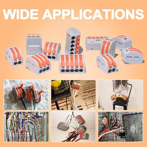 20 PCS Lever Wire Electrical Connectors Nuts Assortment Kit with 28-12 AWG, Multiple Stud2/3/5 Conductor Combination Compact,Quick Disconnect Splicing,Electrical Insulated Terminals in Kuwait