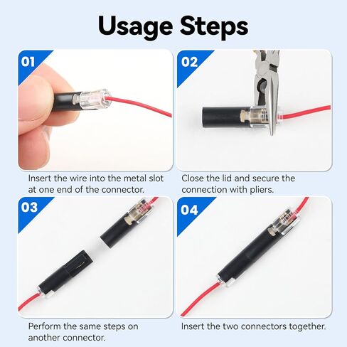 1 Pin Low Voltage Wire Connector for 16-18 AWG, Single Wire Plug-in Quick Disconnect Connector with Locking Buckle, No-Strip Solderless Splice for Automotive, LED Lights, DIY (20 Pcs) in Saudi Arabia