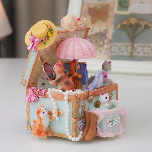 Cat Music Box Gift - Cats Musical Joxes for زوجة صديقة للبنات فتيات أطفال عيد ميلاد عيد ميلاد عيد الحب Chridtmas Play Play Castle in the Sky in Kuwait