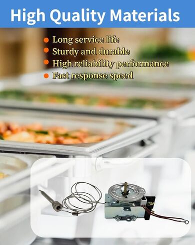 Thermostat Fit for Steam Table, Buffet Table Temperature Control, 30A RES 125-277VAC, Temp Range 60-250°F Temp Controller with 3/8" X 4-1/2" Bulb in Kuwait