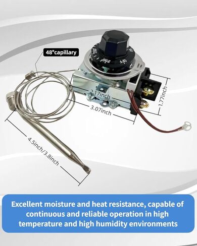 Thermostat Fit for Steam Table, Buffet Table Temperature Control, 30A RES 125-277VAC, Temp Range 60-250°F Temp Controller with 3/8" X 4-1/2" Bulb in Kuwait
