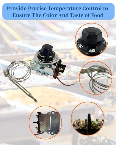 Thermostat Fit for Steam Table, Buffet Table Temperature Control, 30A RES 125-277VAC, Temp Range 60-250°F Temp Controller with 3/8" X 4-1/2" Bulb in Kuwait