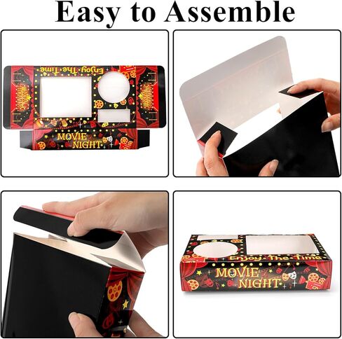 Tebery 50 Pcs Movie Night Snack Tray, Disposable Movie Snack Holder Box, Sturdy Outdoor Popcorn Candy Food Drink Tray, Movie Night Supplies Favors for Theater Family Birthday Party, 9.5 x 6 Inch in Saudi Arabia