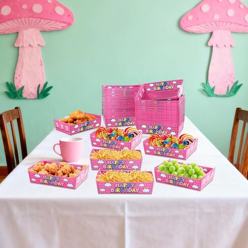 50 Pcs Super Theme Peach Party Food Boxes Princess Peach Birthday Party Supplies Video Games Tray Boats Disposable Holder Bros Game Theme Snack Bowl for Gamer Parties Favor in Saudi Arabia