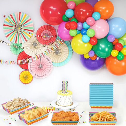 50 عبوة من ديكورات حفلات سينكو دي مايو - صواني الطعام الورقية المكسيكية للاستعمال مرة واحدة لمستلزمات أعياد الميلاد (كروما) in Kuwait