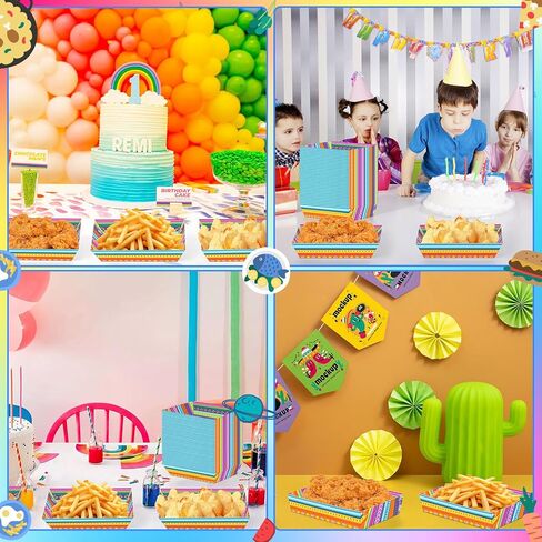 50 عبوة من ديكورات حفلات سينكو دي مايو - صواني الطعام الورقية المكسيكية للاستعمال مرة واحدة لمستلزمات أعياد الميلاد (كروما) in Kuwait