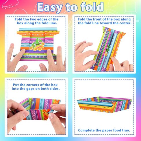 50 عبوة من ديكورات حفلات سينكو دي مايو - صواني الطعام الورقية المكسيكية للاستعمال مرة واحدة لمستلزمات أعياد الميلاد (كروما) in Kuwait