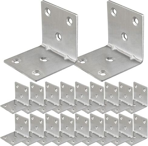 20 قطعة معدنية L بين قوسين 1.5 بوصة × 1.5 بوصة × 1.5 بوصة دعامة زاوية شديدة التحمل للخشب، 1.5 بوصة 40 مم واسعة معدنية زاوية قائمة قوس L شكل 90 درجة دعامة زاوية أثاث خشبي إطار رف كتب للسرير in Kuwait
