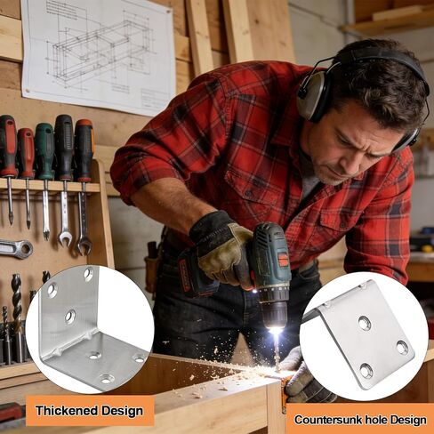 20 قطعة معدنية L بين قوسين 1.5 بوصة × 1.5 بوصة × 1.5 بوصة دعامة زاوية شديدة التحمل للخشب، 1.5 بوصة 40 مم واسعة معدنية زاوية قائمة قوس L شكل 90 درجة دعامة زاوية أثاث خشبي إطار رف كتب للسرير in Kuwait