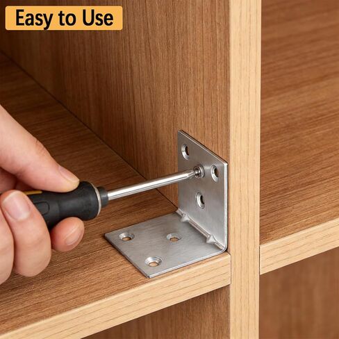 20 قطعة معدنية L بين قوسين 1.5 بوصة × 1.5 بوصة × 1.5 بوصة دعامة زاوية شديدة التحمل للخشب، 1.5 بوصة 40 مم واسعة معدنية زاوية قائمة قوس L شكل 90 درجة دعامة زاوية أثاث خشبي إطار رف كتب للسرير in Kuwait