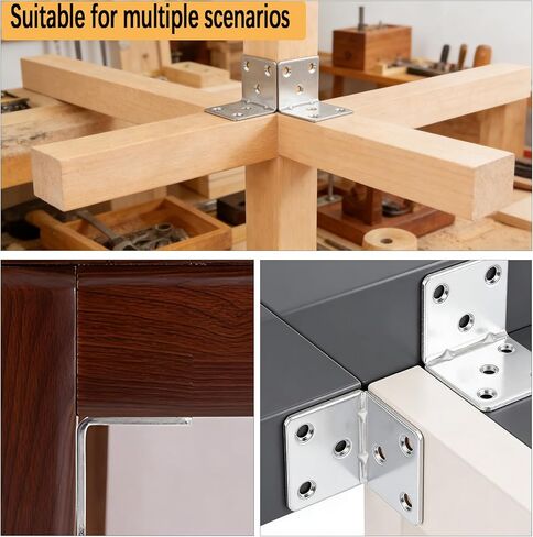 20 قطعة معدنية L بين قوسين 1.5 بوصة × 1.5 بوصة × 1.5 بوصة دعامة زاوية شديدة التحمل للخشب، 1.5 بوصة 40 مم واسعة معدنية زاوية قائمة قوس L شكل 90 درجة دعامة زاوية أثاث خشبي إطار رف كتب للسرير in Kuwait