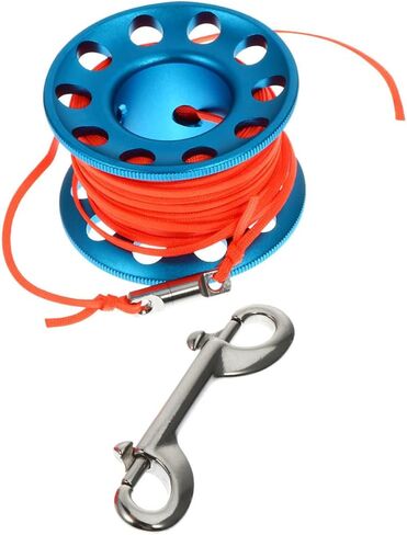 Diving Buoy Spool Reel with 30m Blue Cord, Anti-Tangle Snorkeling Finger Reel for Scuba and Cave Diving, Underwater Signal Buoy Accessory for Water Sports in Saudi Arabia