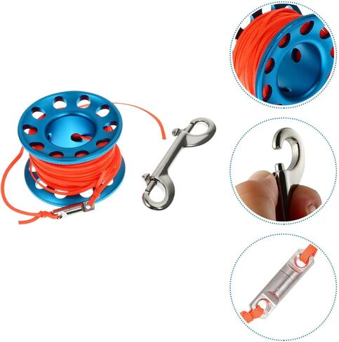 Diving Buoy Spool Reel with 30m Blue Cord, Anti-Tangle Snorkeling Finger Reel for Scuba and Cave Diving, Underwater Signal Buoy Accessory for Water Sports in Saudi Arabia
