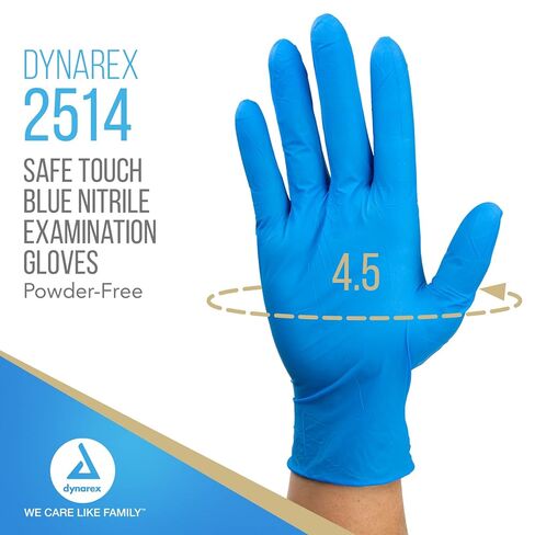Dynarex Safe-Touch Disposable Nitrile Exam Gloves, Powder-Free, Latex-Free, Touchscreen Friendly & Used by Professionals, Blue, X-Large, 1 Case - 10 Boxes of 100 Gloves in Saudi Arabia