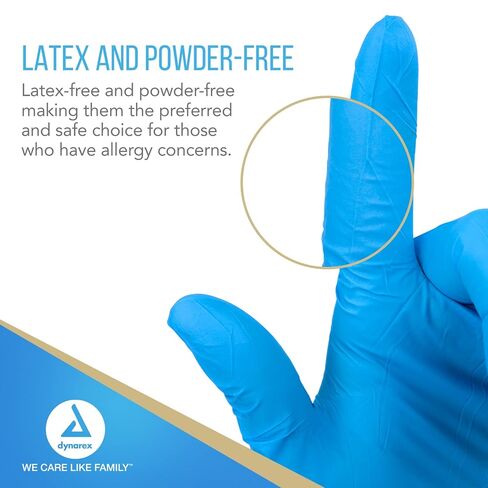 Dynarex Safe-Touch Disposable Nitrile Exam Gloves, Powder-Free, Latex-Free, Touchscreen Friendly & Used by Professionals, Blue, X-Large, 1 Case - 10 Boxes of 100 Gloves in Saudi Arabia