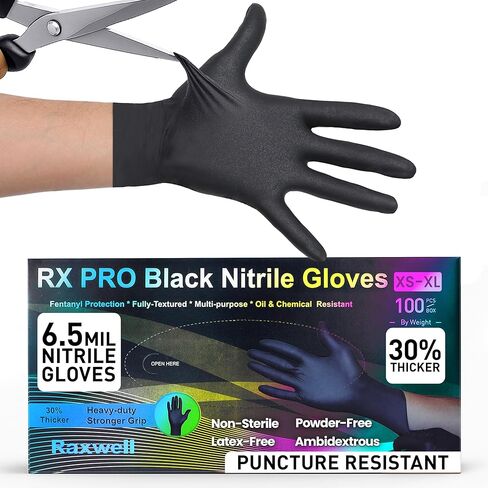 Raxwell Disposable Nitrile Gloves - Food Grade Kitchen & Cooking Gloves - Heavy Duty Puncture Resistant in Kuwait