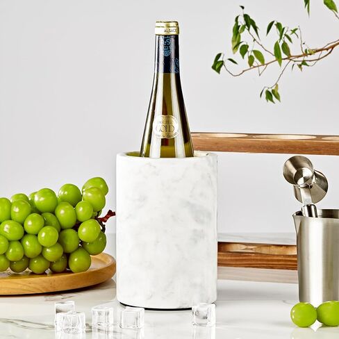 White Marble Wine Cooler Bucket, Elegant Wine Bottle Cooler and Champagne Cooler, 4.5"x7", Suitable for Party, Kitchen, Bar Cart Decoration, Can Chill and Keep Bottled Wine in Saudi Arabia
