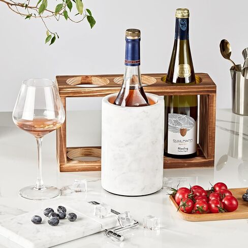 White Marble Wine Cooler Bucket, Elegant Wine Bottle Cooler and Champagne Cooler, 4.5"x7", Suitable for Party, Kitchen, Bar Cart Decoration, Can Chill and Keep Bottled Wine in Saudi Arabia
