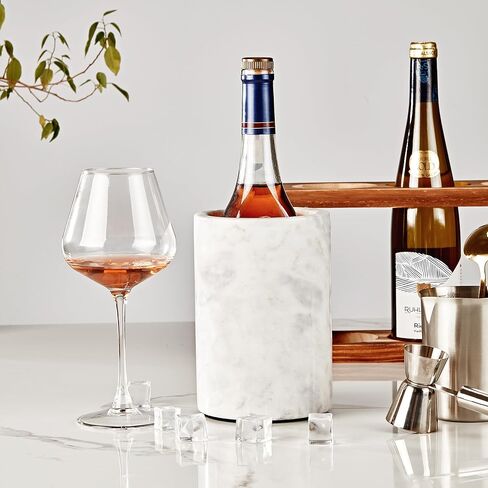 White Marble Wine Cooler Bucket, Elegant Wine Bottle Cooler and Champagne Cooler, 4.5"x7", Suitable for Party, Kitchen, Bar Cart Decoration, Can Chill and Keep Bottled Wine in Saudi Arabia
