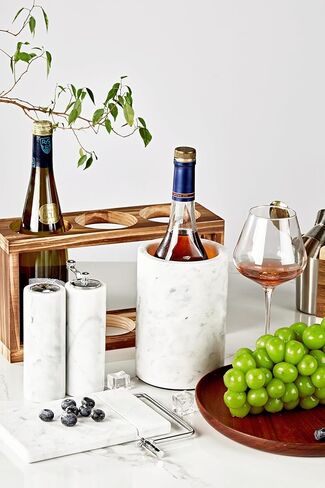 White Marble Wine Cooler Bucket, Elegant Wine Bottle Cooler and Champagne Cooler, 4.5"x7", Suitable for Party, Kitchen, Bar Cart Decoration, Can Chill and Keep Bottled Wine in Saudi Arabia